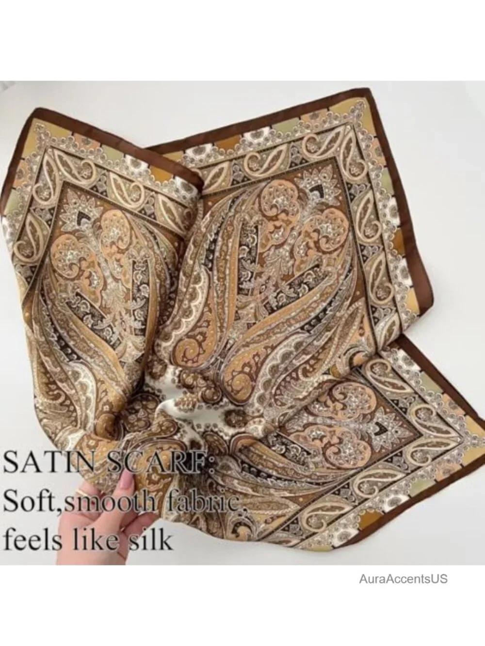 Satin Silk Feeling Hair Scarf for Women Lightweight Fashion Bag Scarf